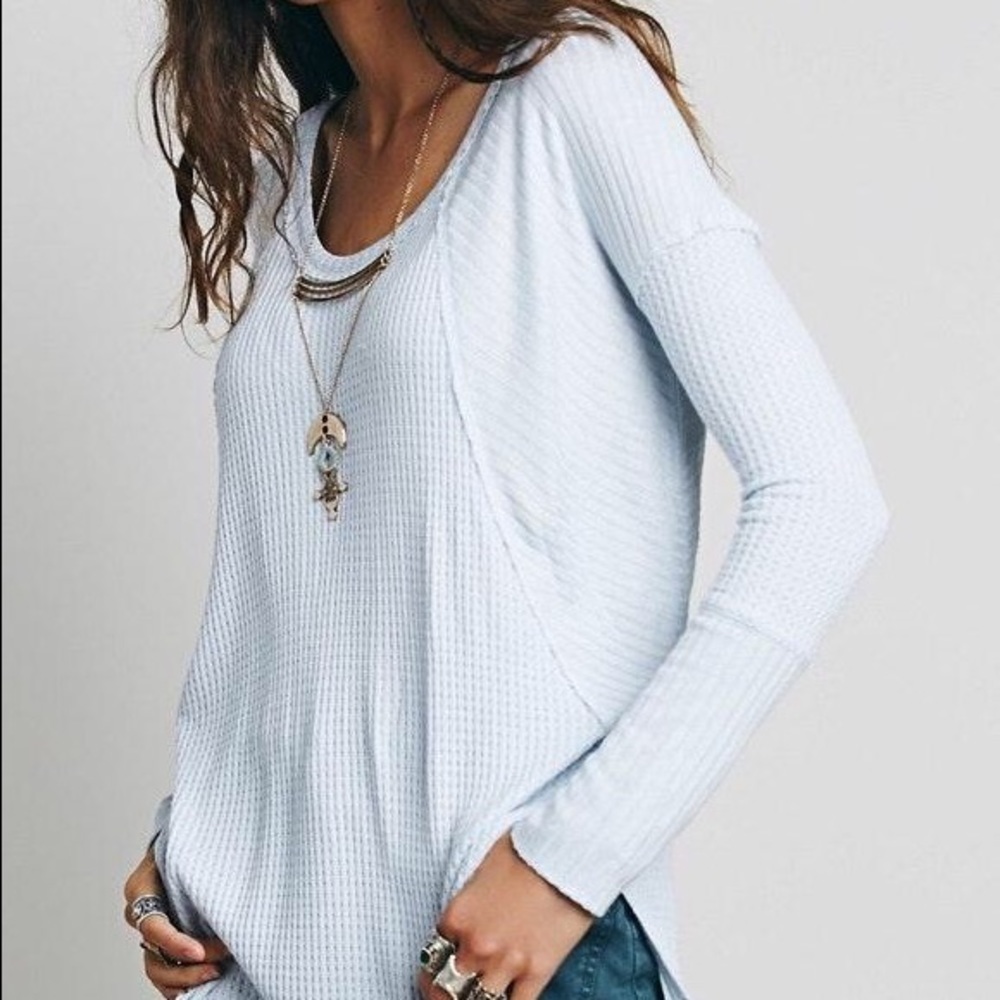 Free people - periwinkle blue thermal sweater